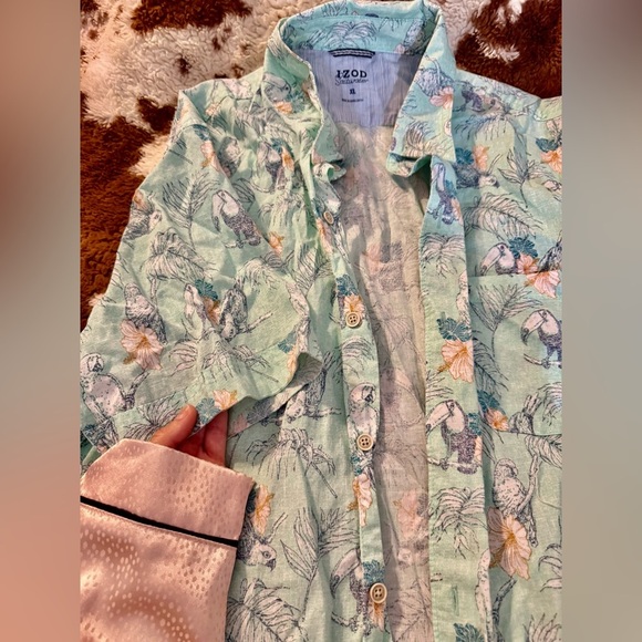 IZOD XL Saltwater Tropical Birds Parrot Toucan ButtonFront Hawaiian Mens Shirt - Picture 4 of 8